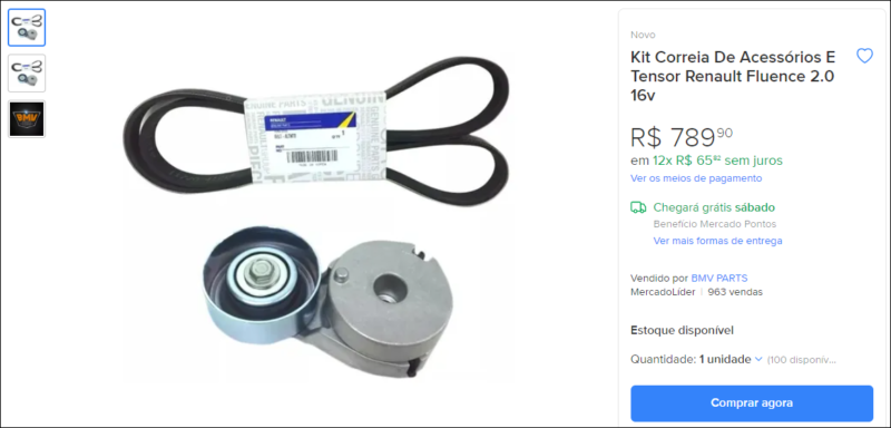 Kit de correias de acessório