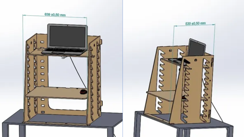 Dimensões principais da Standing Desk