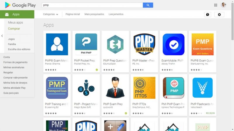 Aplicativos para estudar para o PMP disponíveis na Playstore