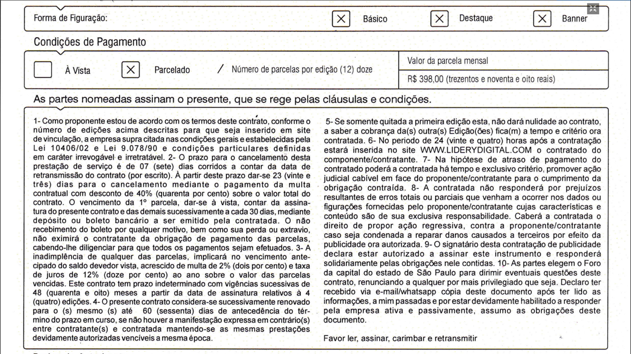 Documento emitido pela Lidery Digital