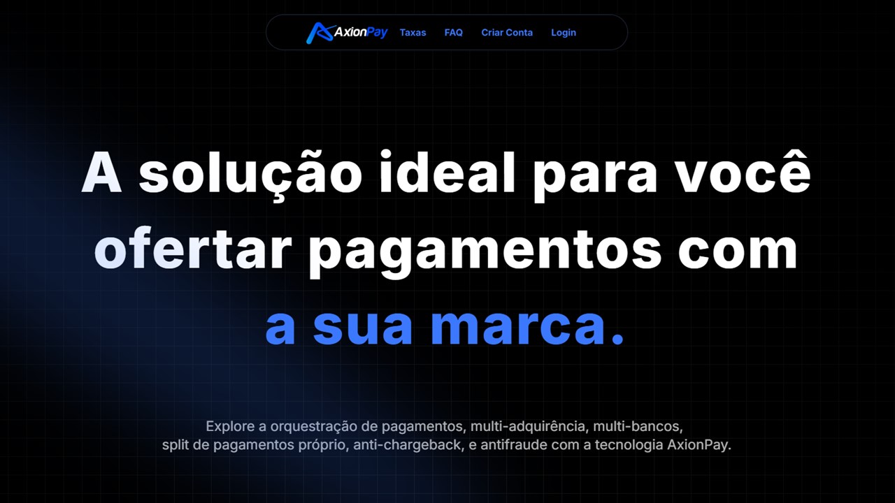 Página inicial do site da AxionPay