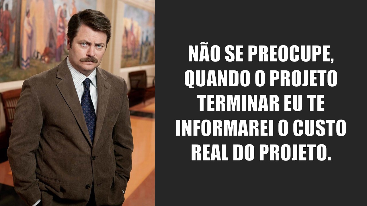 Meme com Ron Swanson, da série de TV Parks and Recreation.