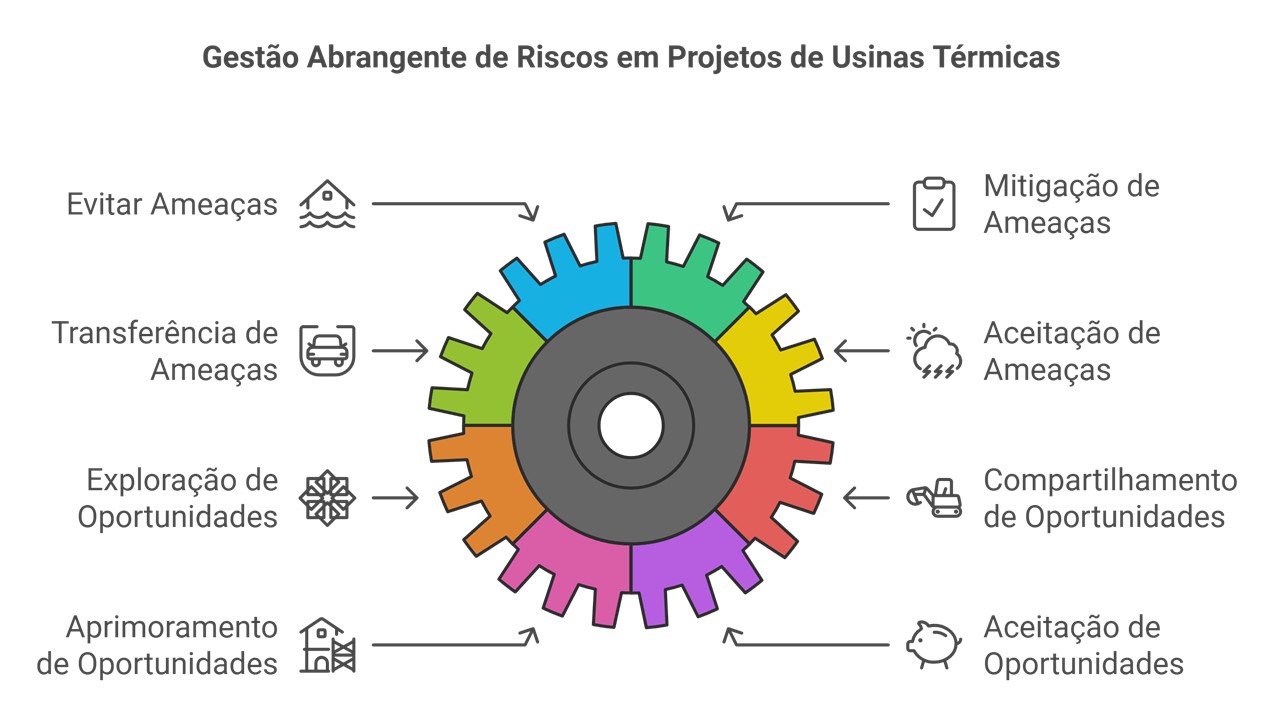 8 tipos de respostas a riscos do projeto.